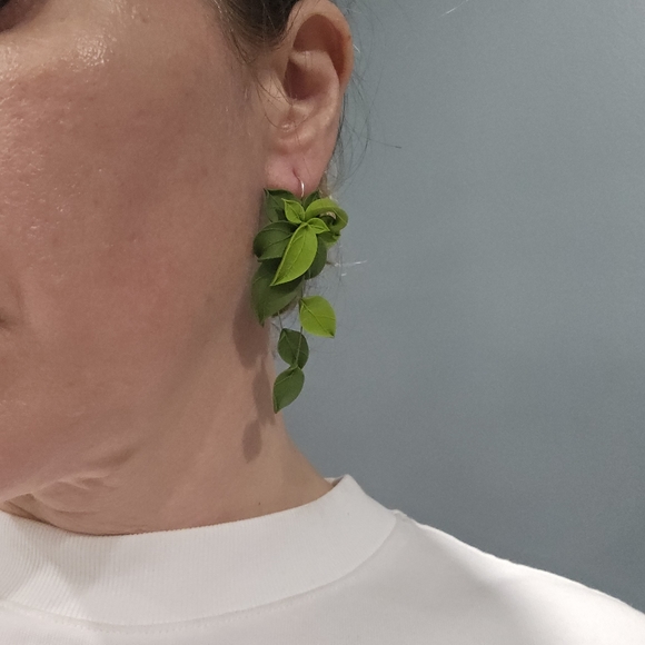 ETSY STATEMENT EARRINGS - polymer clay earrings w stainless steel wire hook - Picture 5 of 6